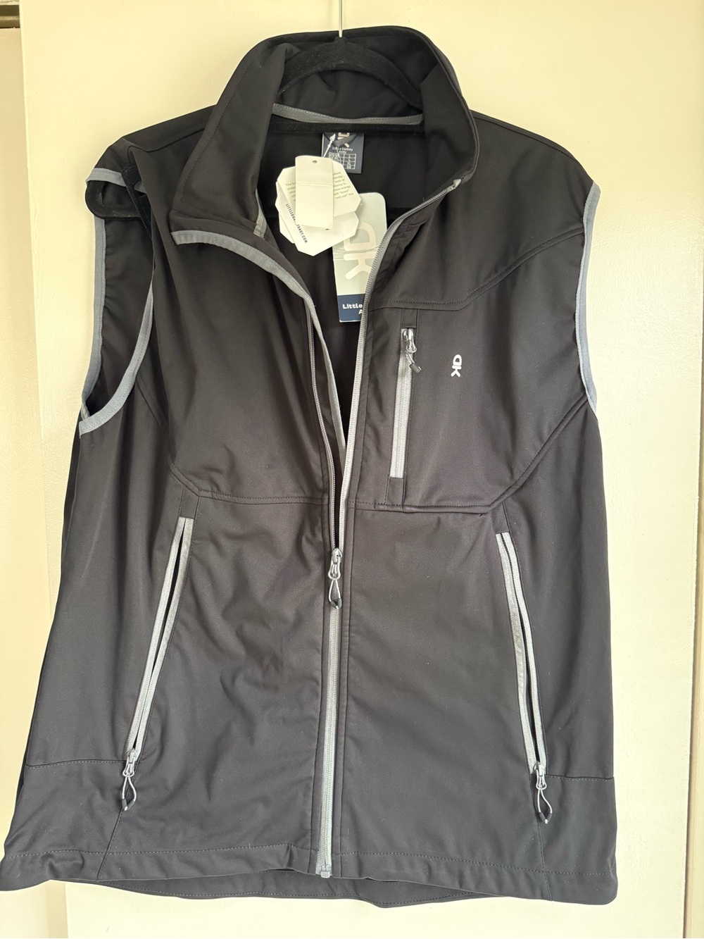 Little donkey Andy Black Softshell Vest with Gray Trim